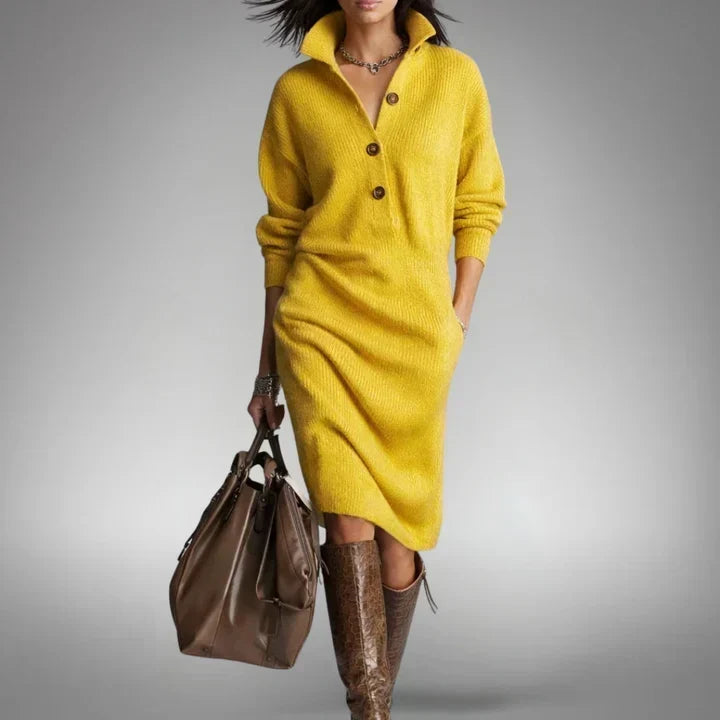 Everly | Long-Sleeved Ribbed Knit Dress