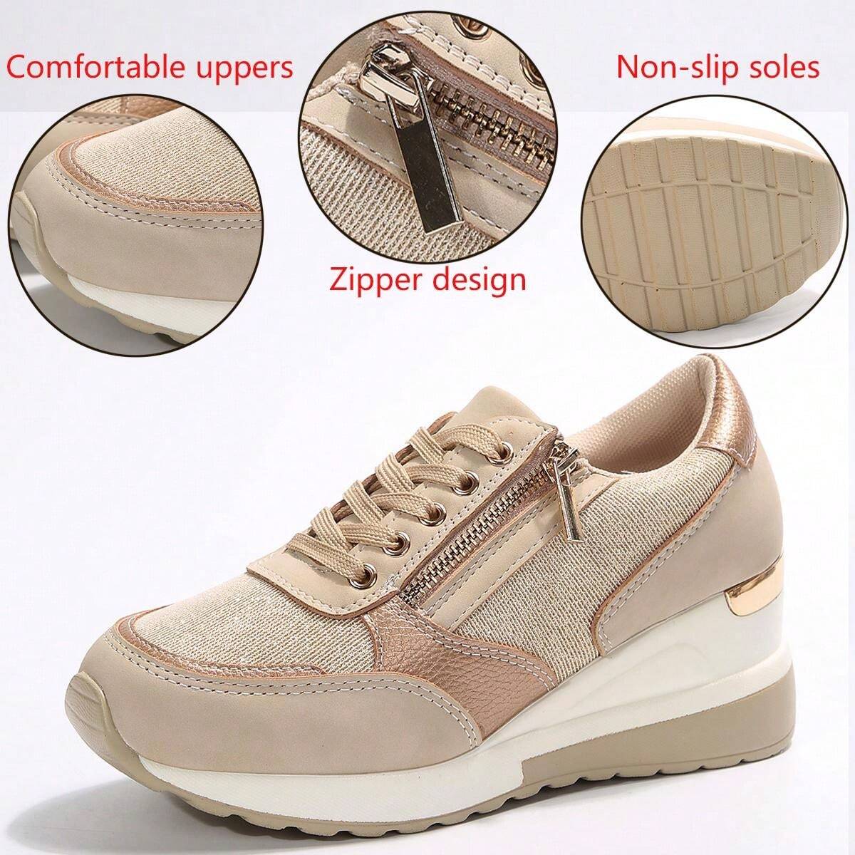 Women’s Lace-Up Sneakers with Side Zip