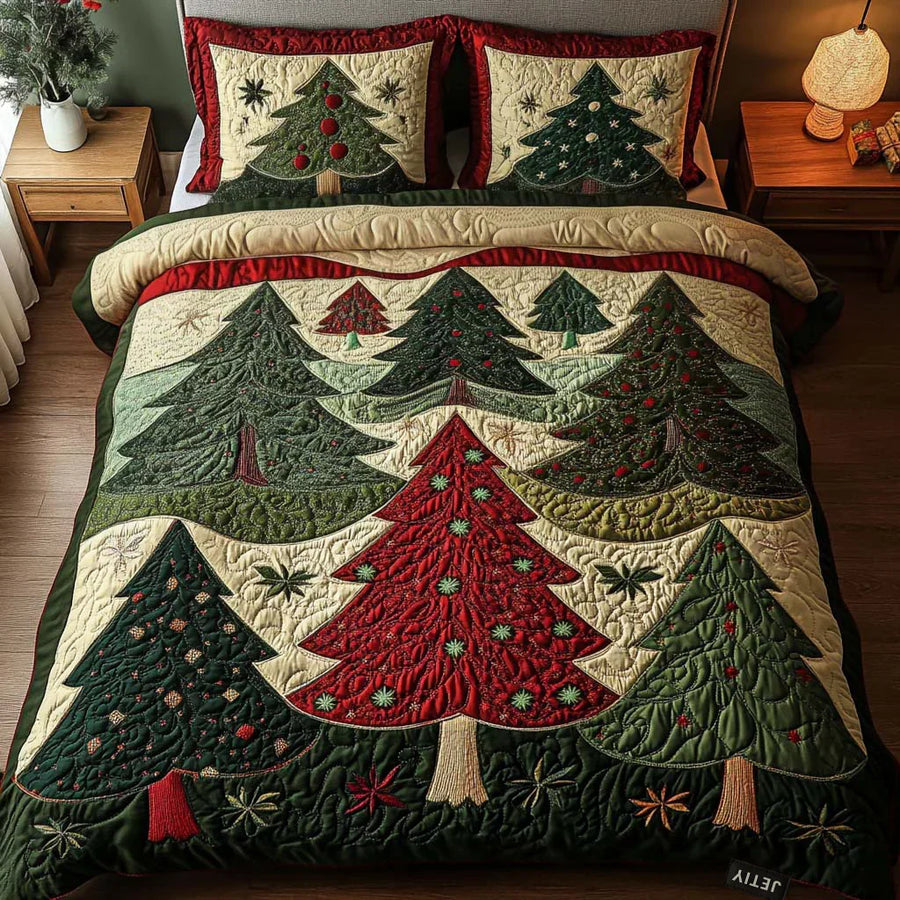 Quilted Bed Set 3 Pieces - Forest of Joy