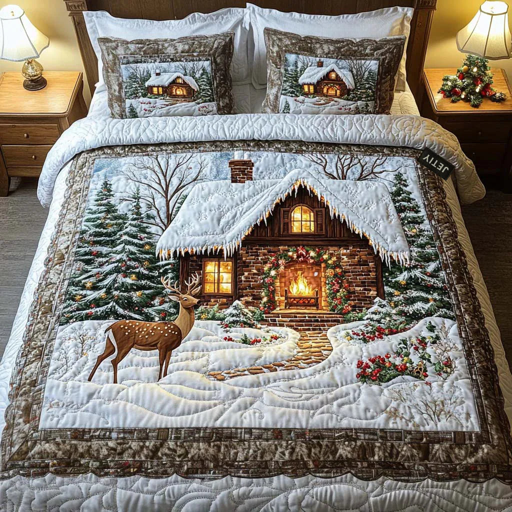 3-Piece Quilted Bed Set - Cosy Cabin