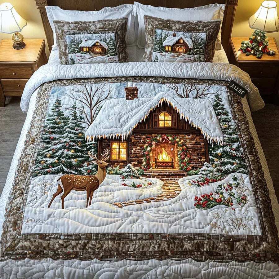 3-Piece Quilted Bed Set - Cosy Cabin