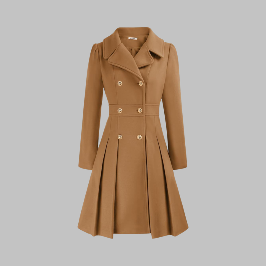 Dami - Classy Double Button Long Sleeve Coat