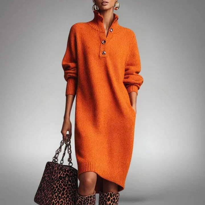 Everly | Long-Sleeved Ribbed Knit Dress