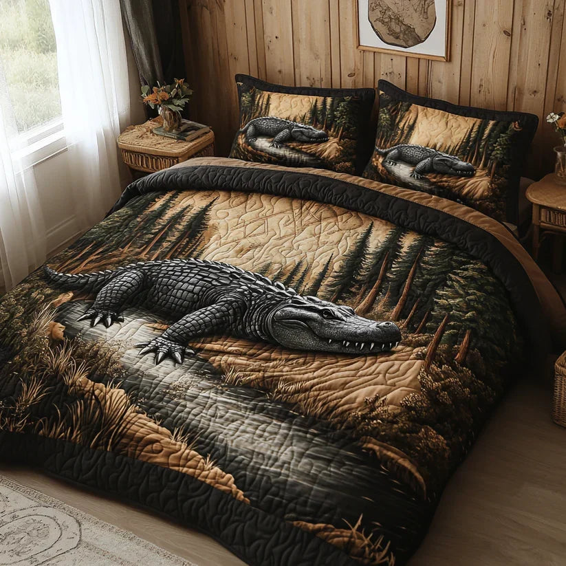Quilted Bed Set 3 Pieces - Forest Animals