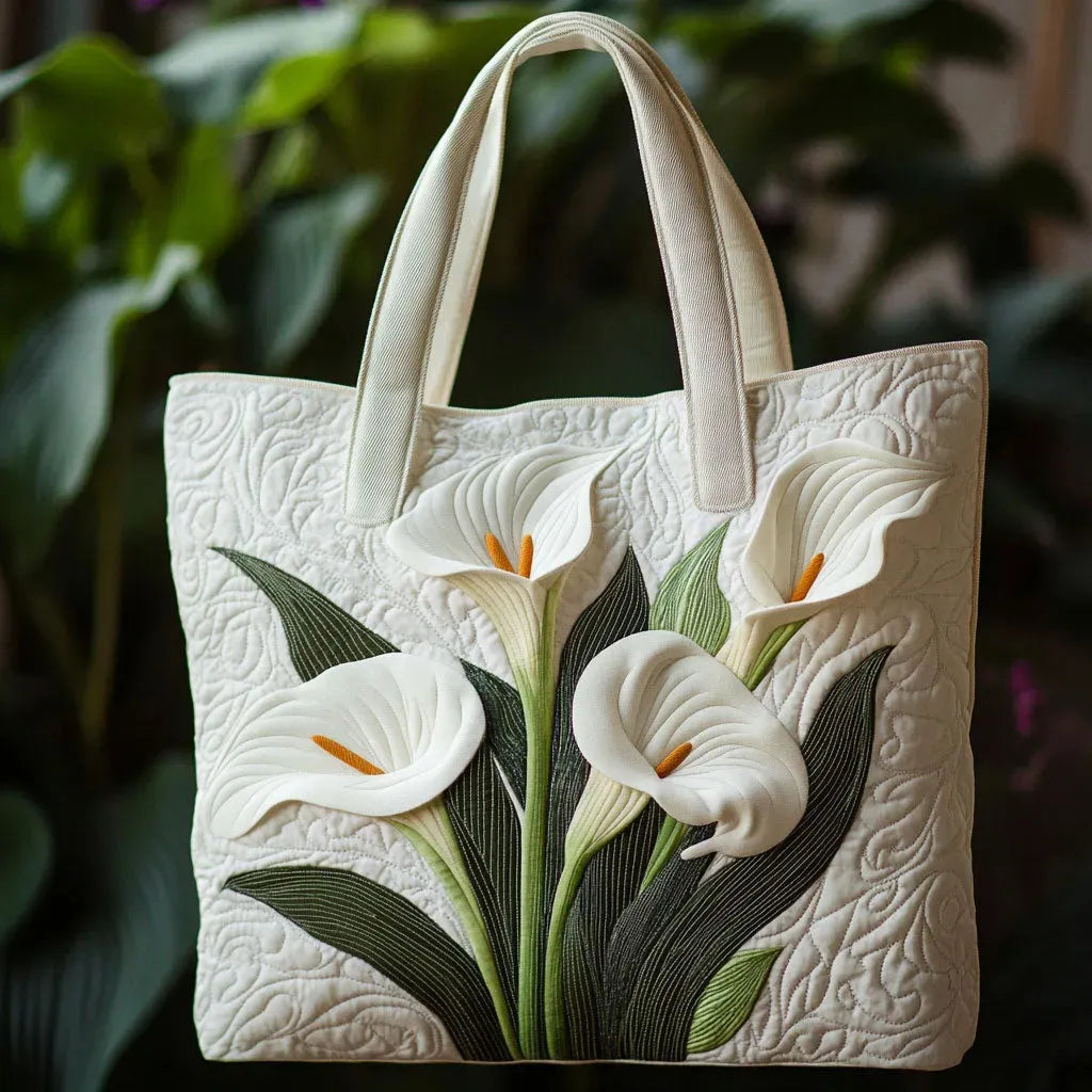 Handmade Quilted Bag - White Sunflowers