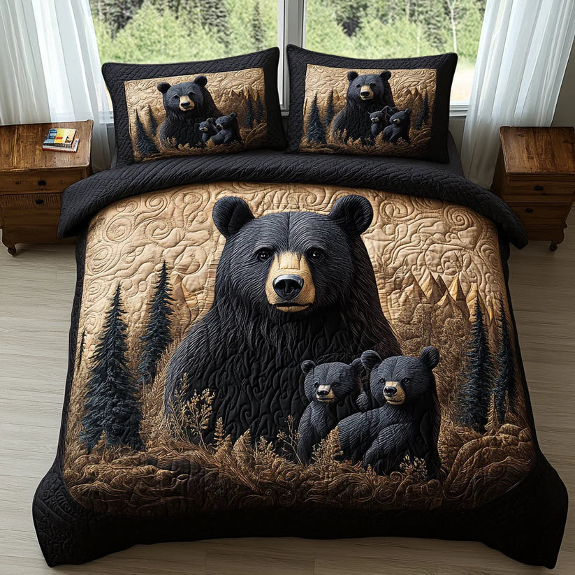 Quilted Bed Set 3 Pieces - Forest Animals