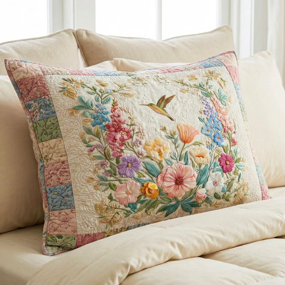 Quilted Cushion Cover - Flower Fields
