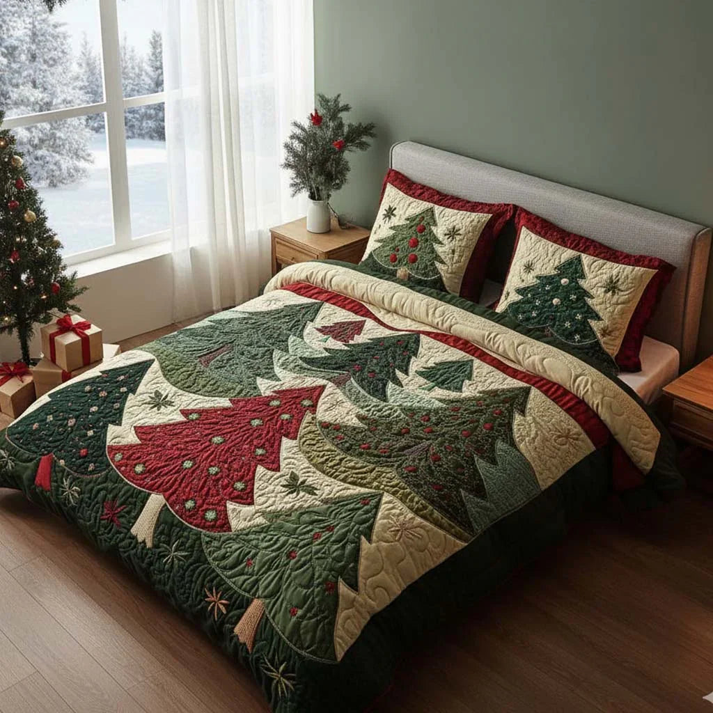 Quilted Bed Set 3 Pieces - Forest of Joy