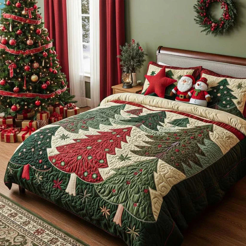 Quilted Bed Set 3 Pieces - Forest of Joy