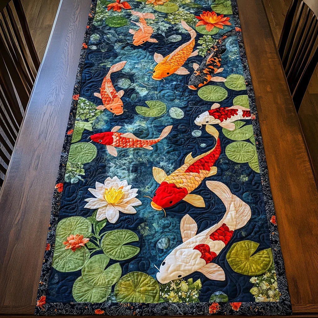 Quilted Table Runner - Dream of Koi Carp