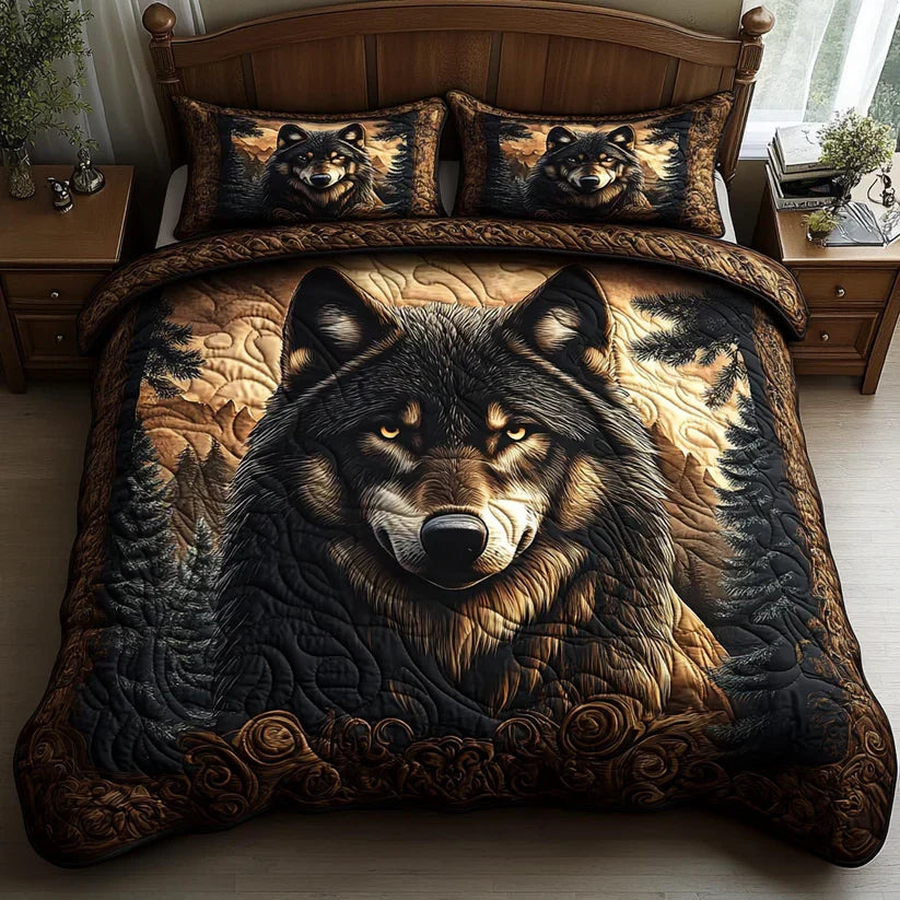 Quilted Bed Set 3 Pieces - Forest Animals
