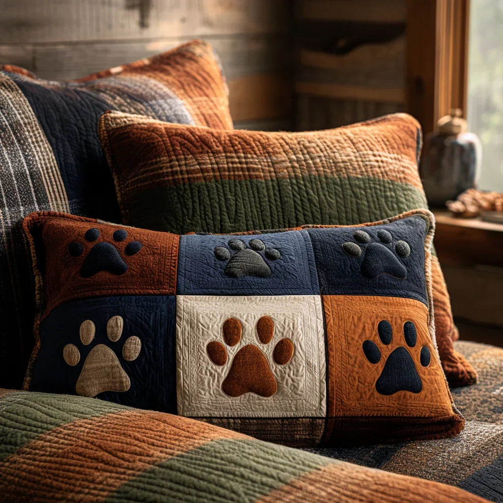 Quilted Cushion Cover - Footprints Prairie