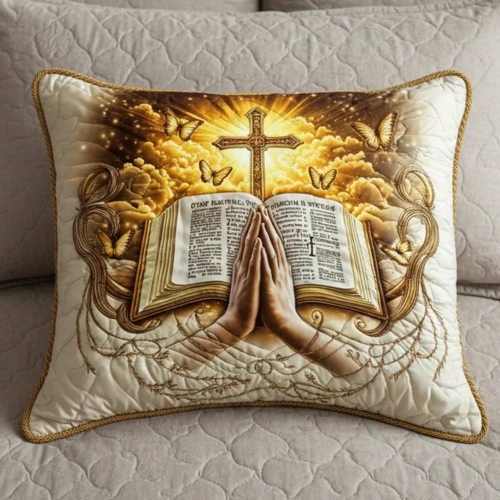 Quilted Cushion Cover - Prayer and Writing