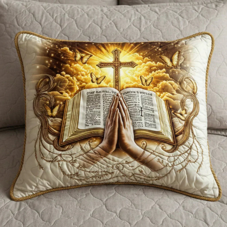 Quilted Cushion Cover - Prayer and Writing