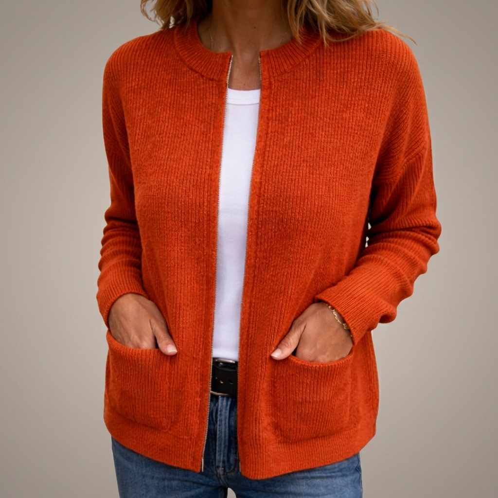 Kerry Zip-Up Knit Cardigan