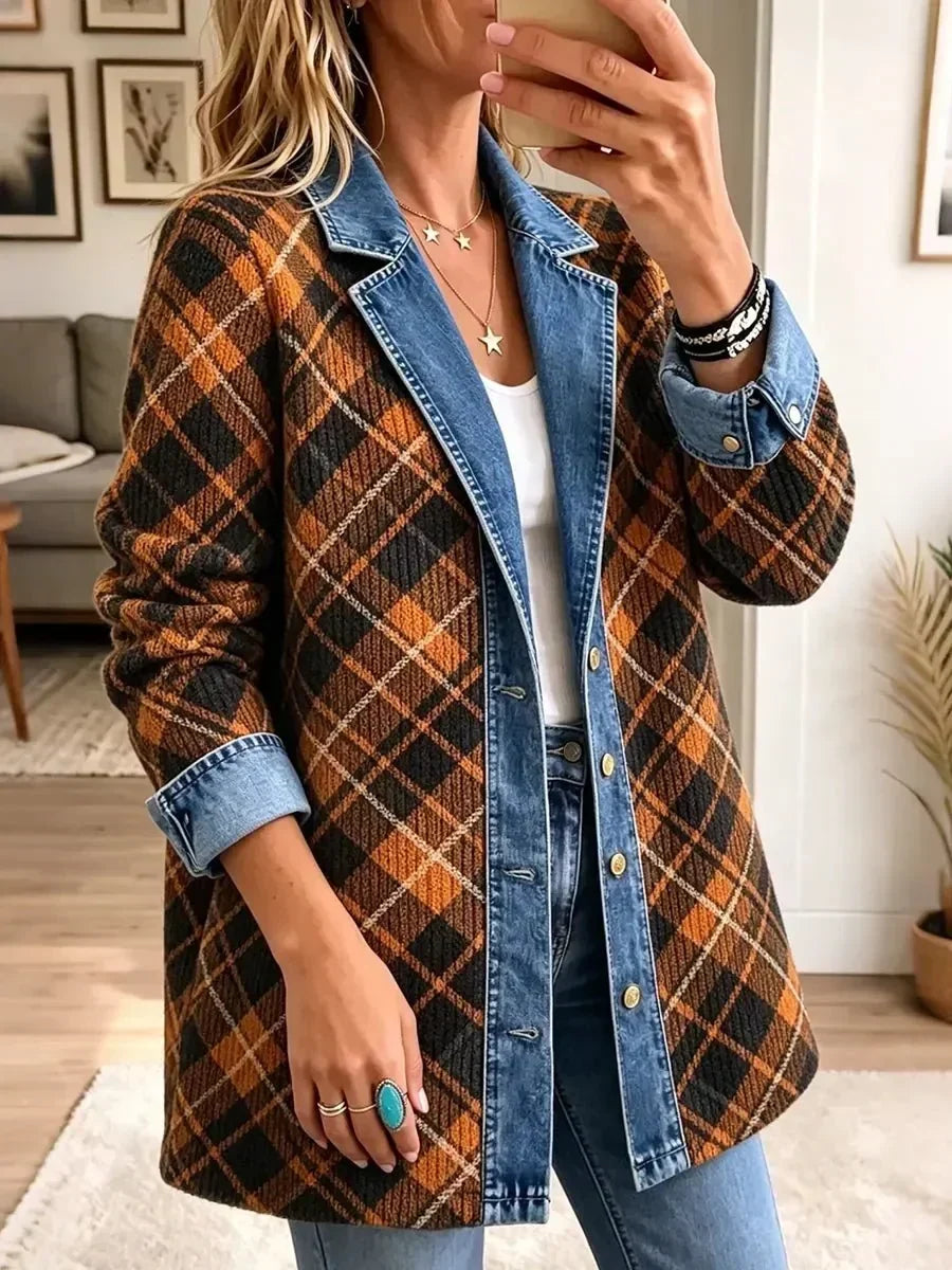 Camila | Warm Plaid Contrast Jacket