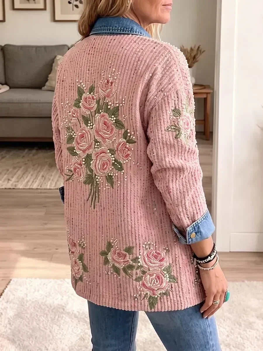 Aria | Floral Jacket with Denim-Style Trim