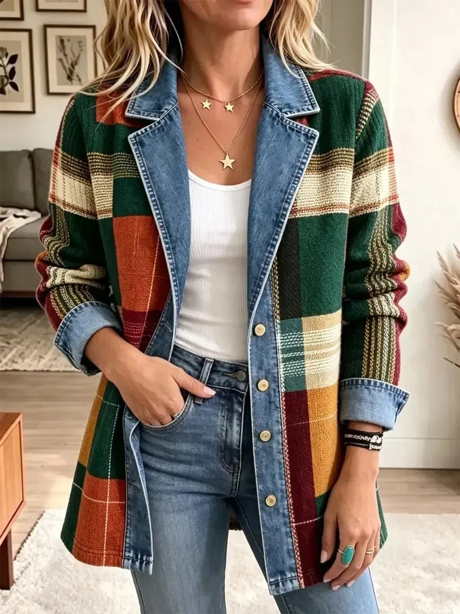 Ella | Colourblock Plaid Jacket