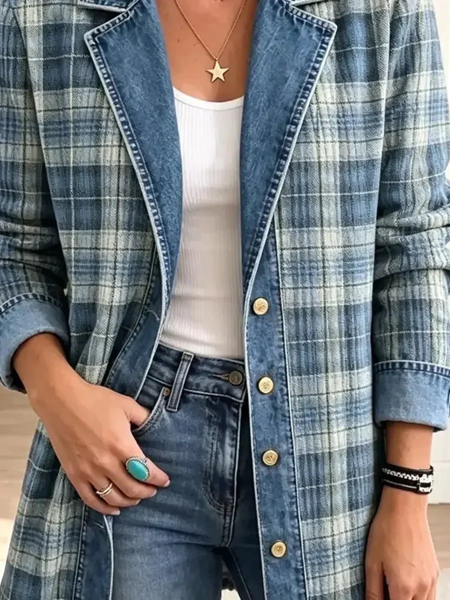Sofia | Blue Plaid Contrast Jacket