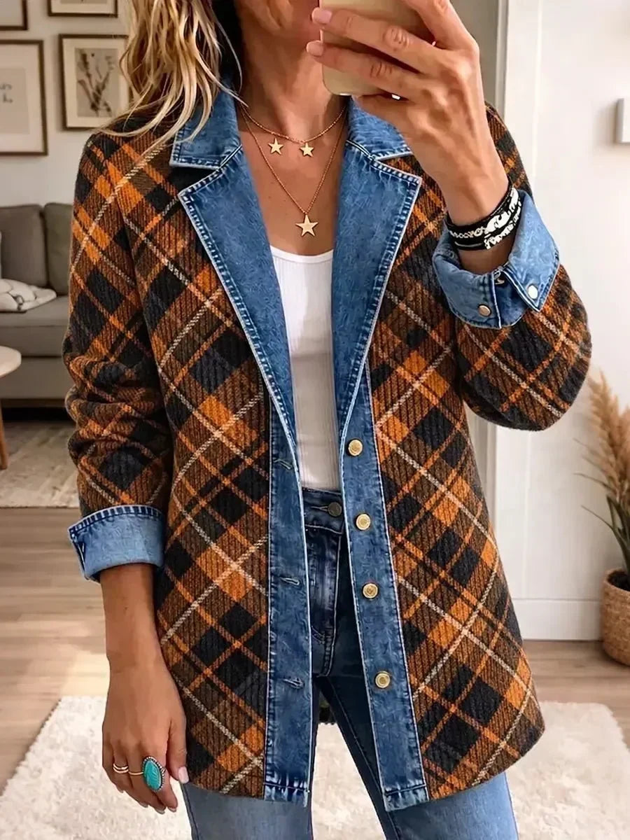 Camila | Warm Plaid Contrast Jacket