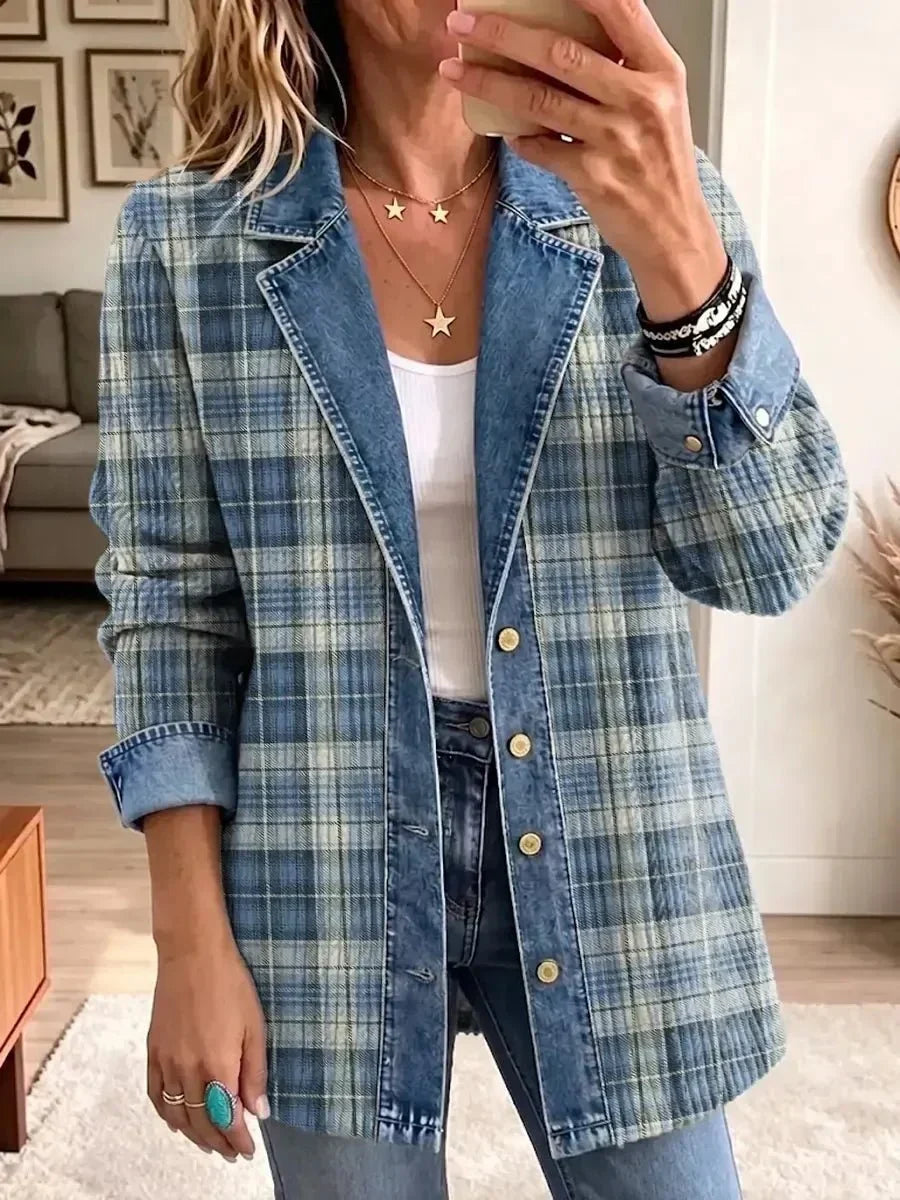 Sofia | Blue Plaid Contrast Jacket