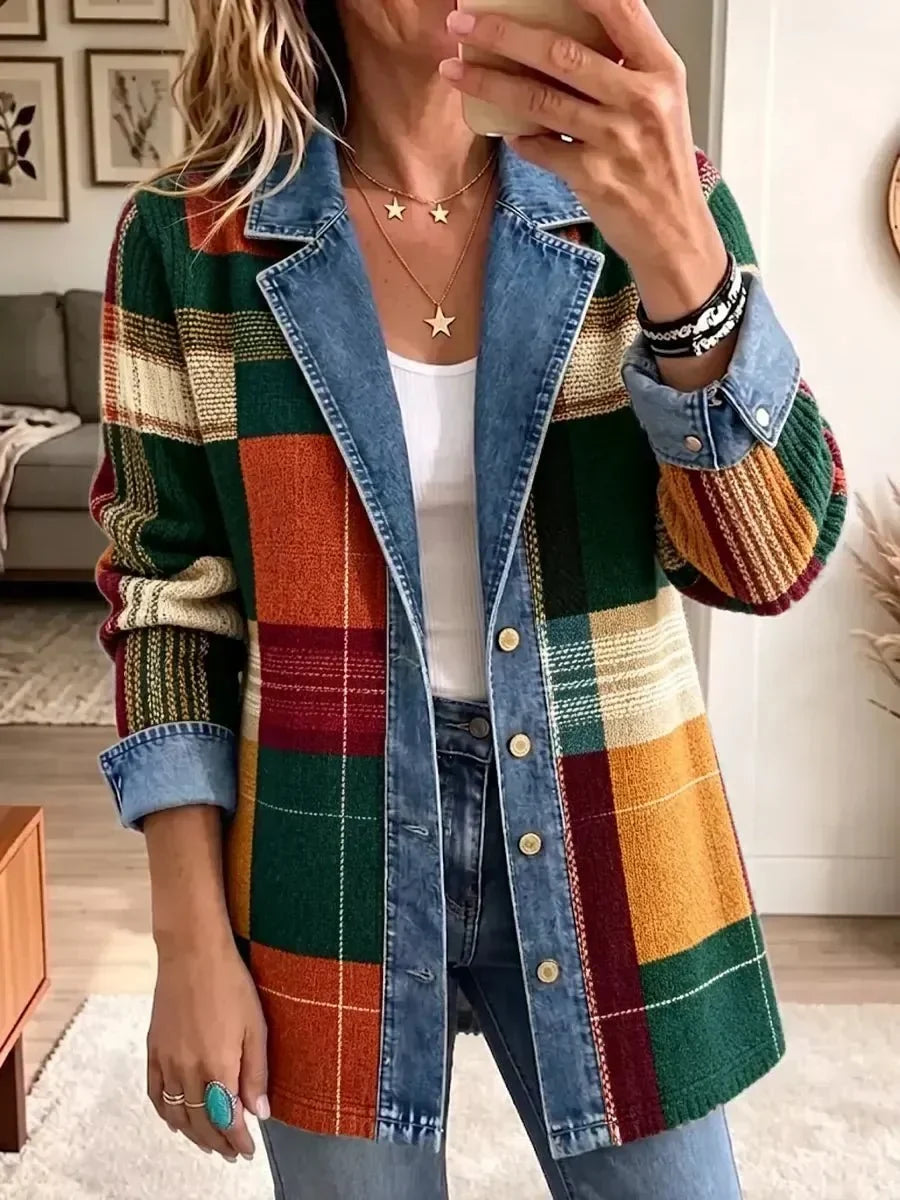 Ella | Colourblock Plaid Jacket