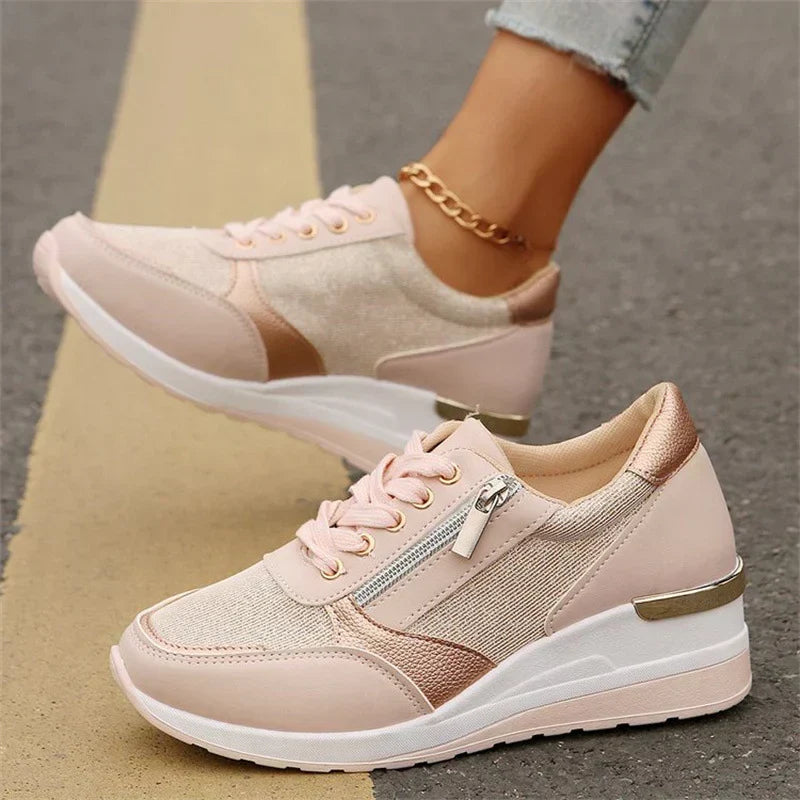 Women’s Lace-Up Sneakers with Side Zip