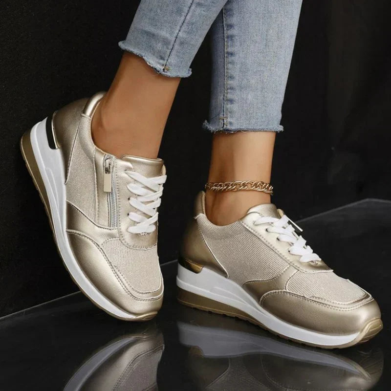 Women’s Lace-Up Sneakers with Side Zip