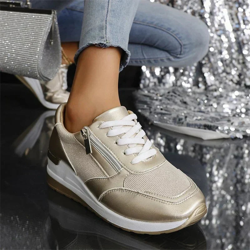 Women’s Lace-Up Sneakers with Side Zip